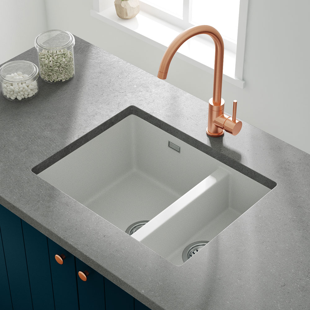 Vellamo Terra 1.5 Bowl Granite Composite Inset/Undermount Kitchen Sink & Waste Kit - 555 x 460mm