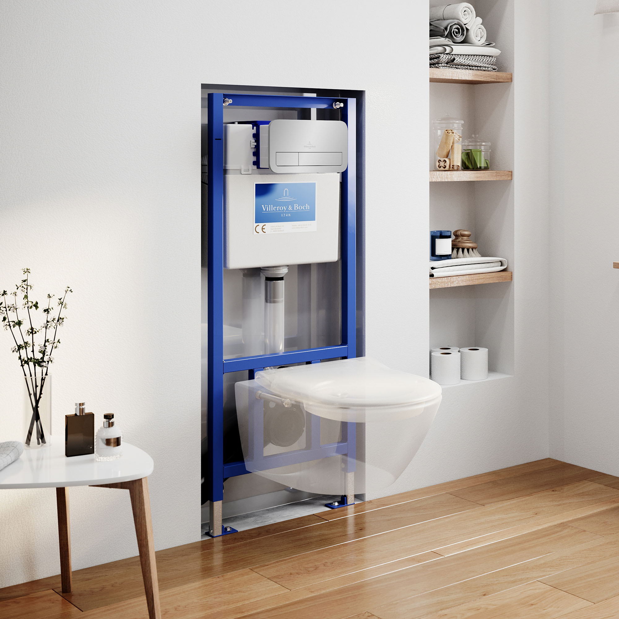 Villeroy & Boch ViConnect Pro 2.0 Frame with Subway 2.0 Rimless Wall Mounted Toilet, Flush Plate & Soft Close Toilet Seat