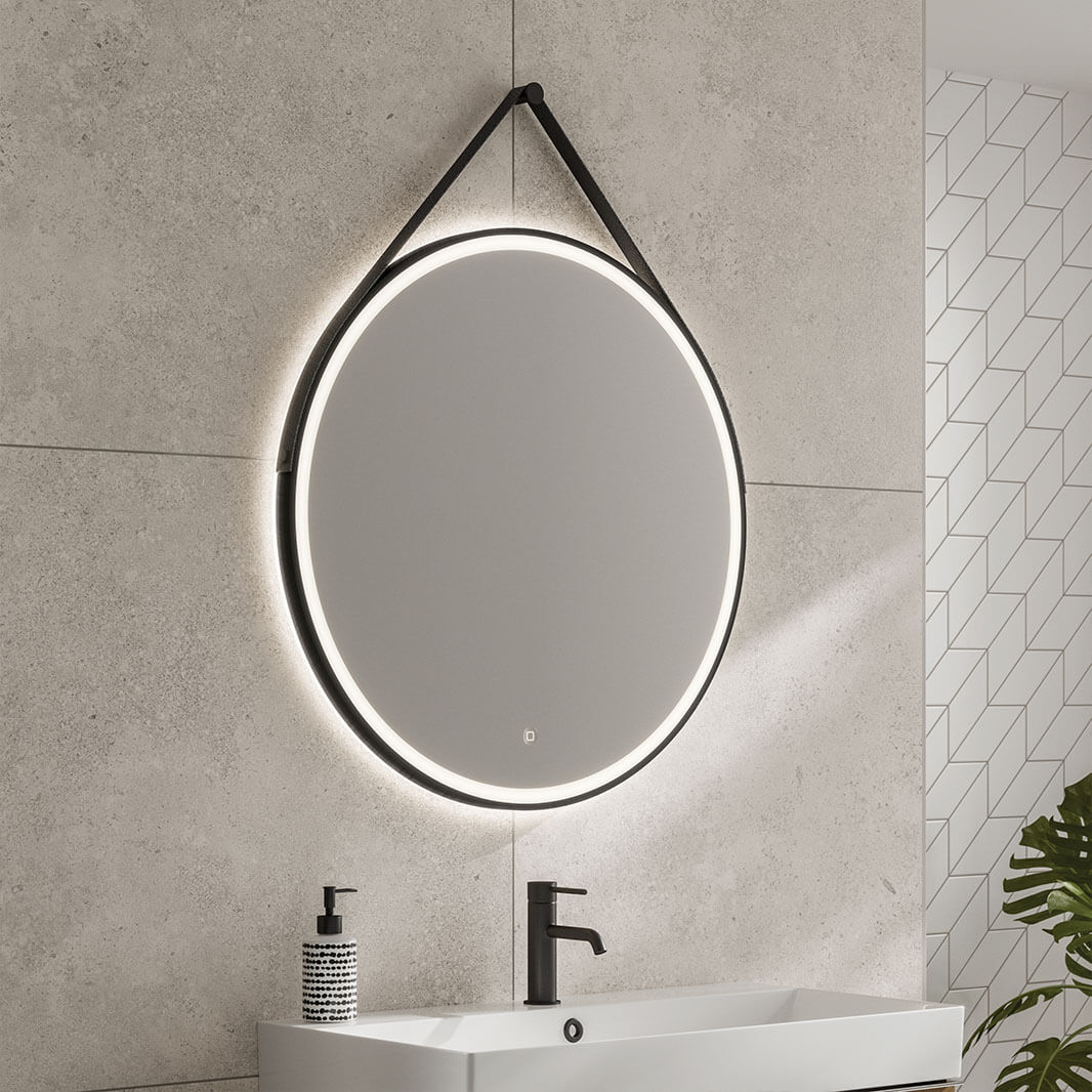 hib. Solstice Illuminated LED Matt Black Round Mirror with Demister Pad -  - 600mm & 800mm