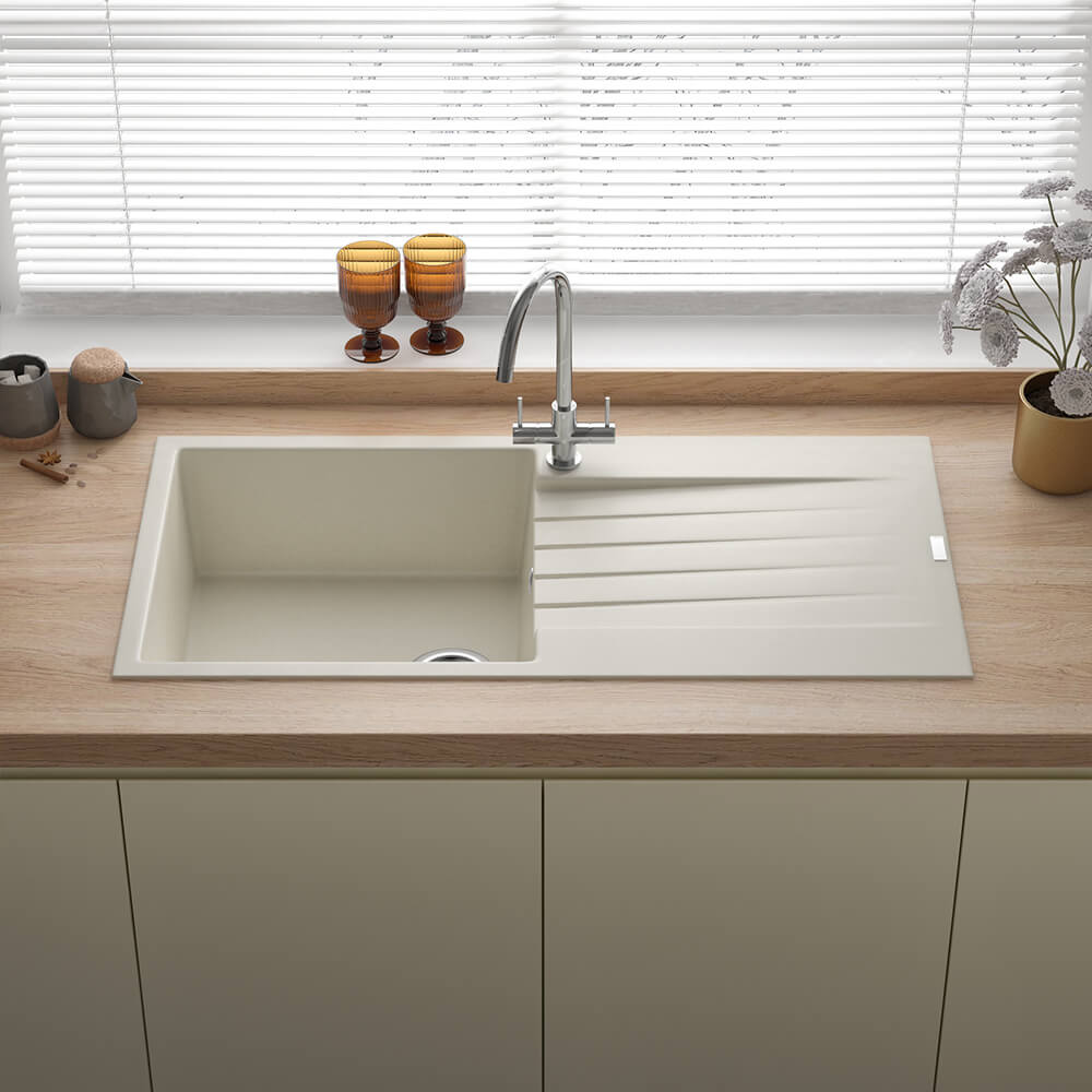 Reginox Harlem 1 Bowl Granite Composite Kitchen Sink & Waste Kit - 1000 x 500mm