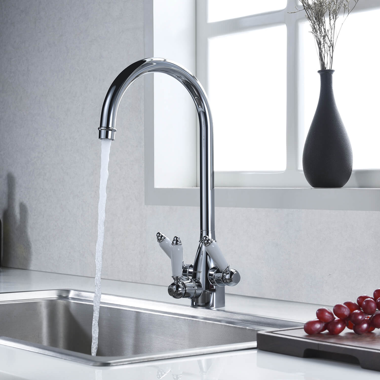 Clearwater Krypton Triple Lever Mono Kitchen Mixer and Cold Filtered Water Tap