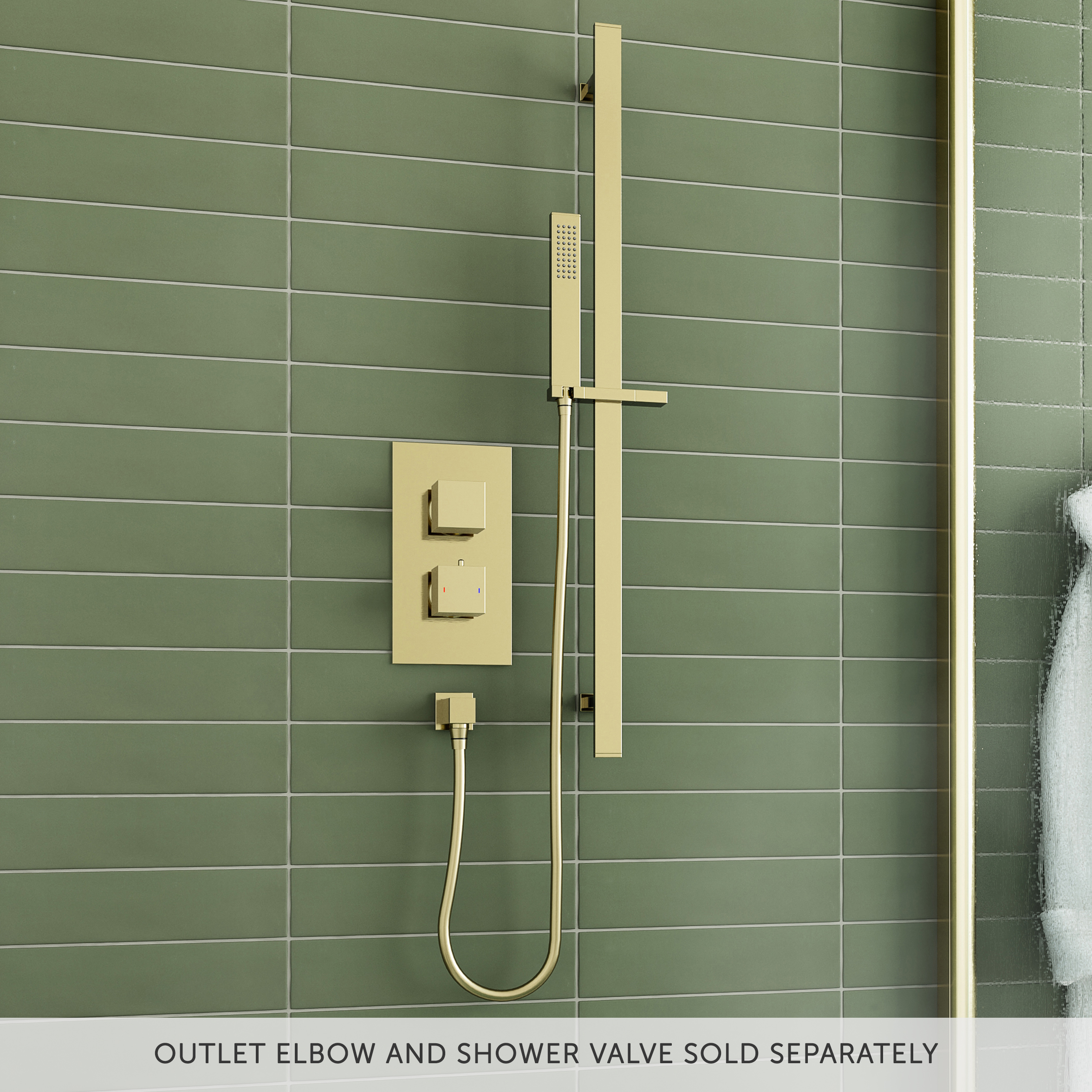 Harbour Status Brushed Brass Slide Rail Shower Kit with Shower Handset & Hose