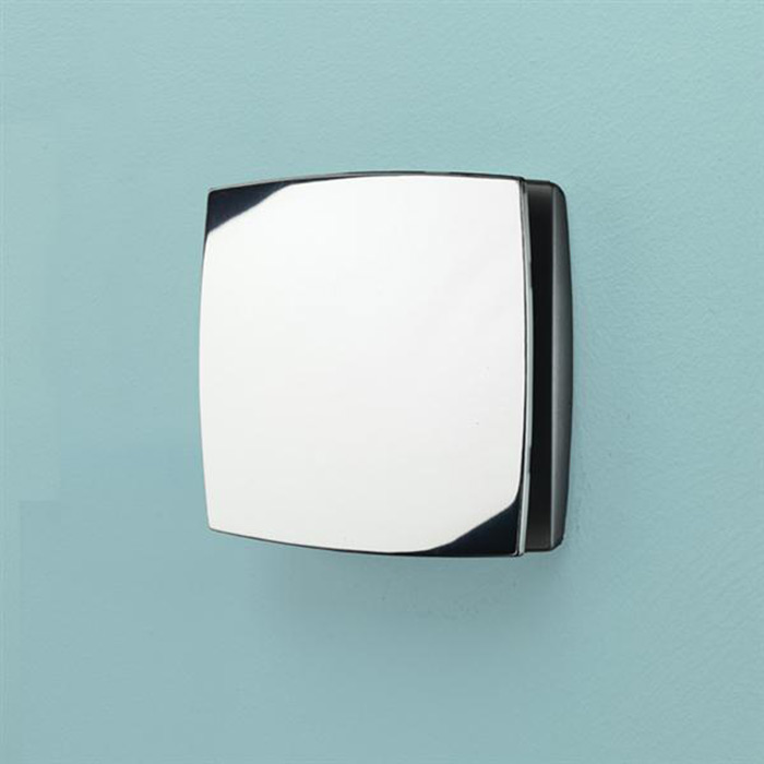 hib. Breeze Chrome Wall Mounted Slimline Low Profile Fan with Timer & Humidity Sensor