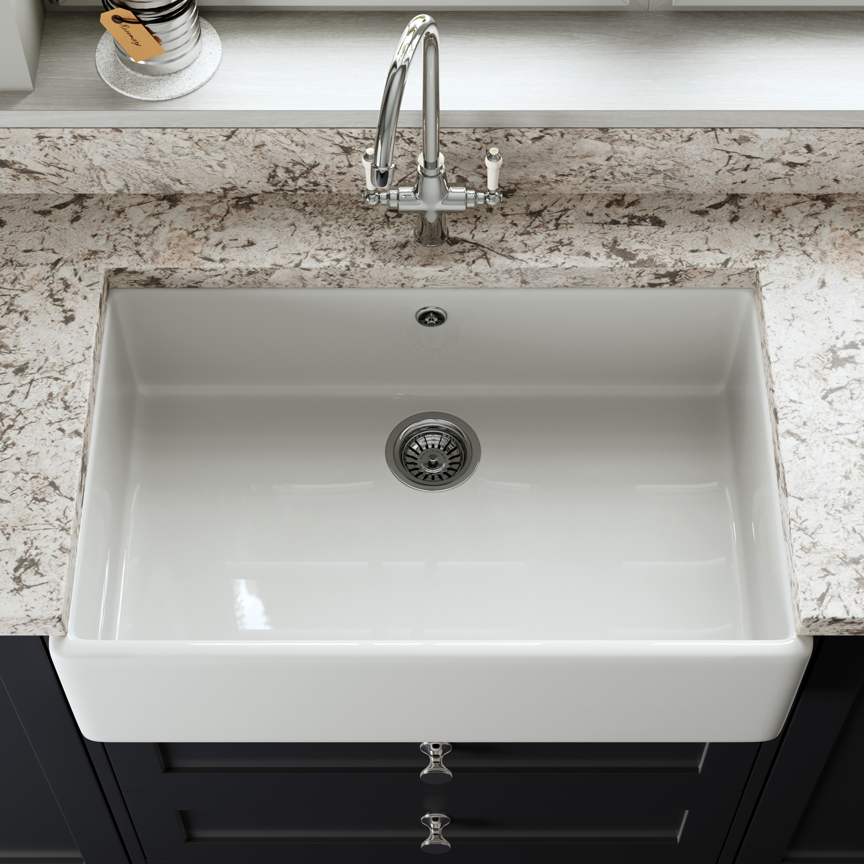 Butler & Rose Large Belfast / Butler Ceramic Fireclay Kitchen Sink - 795 x 500mm