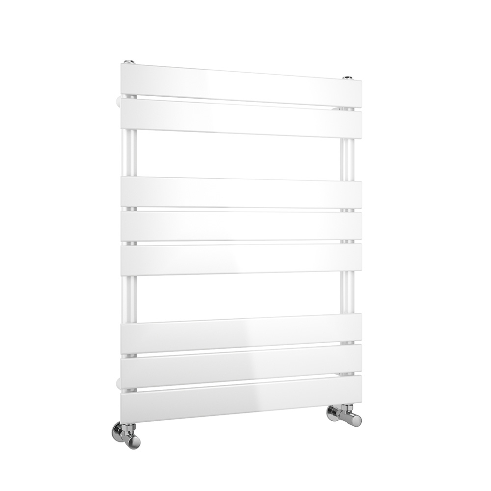 Brenton Avezzano Gloss White Flat Panel Heated Towel Rail - 800 x 600mm
