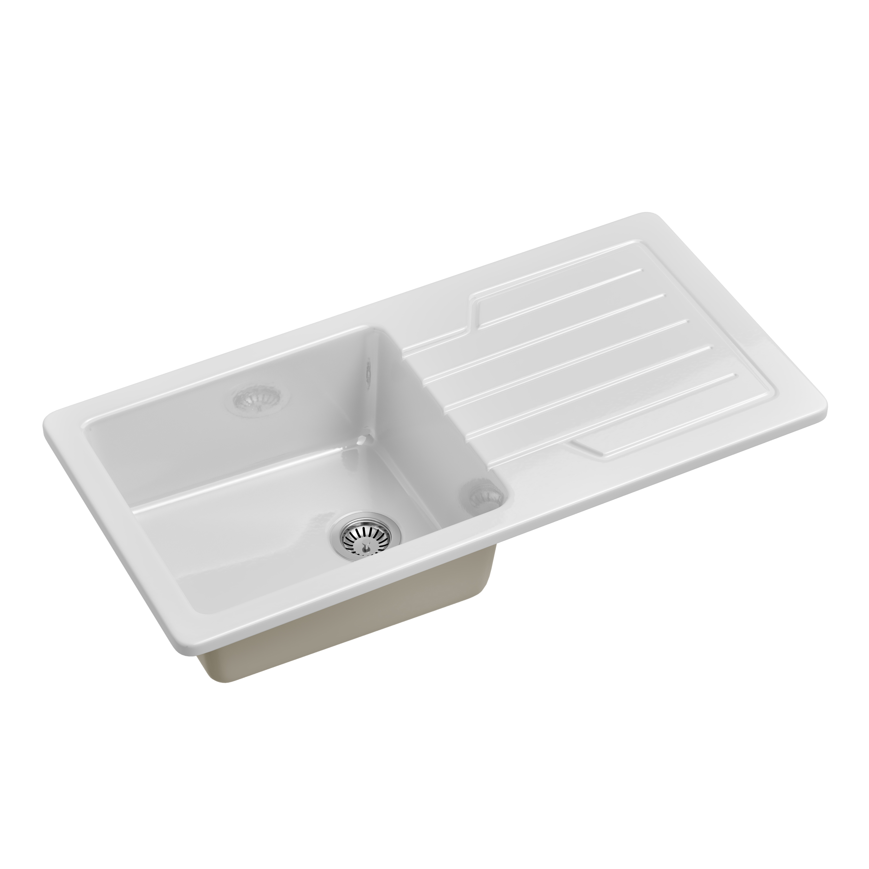 Butler & Rose Farmhouse 1 Bowl White Ceramic Kitchen Sink with Reversible Drainer - 1000 x 500mm