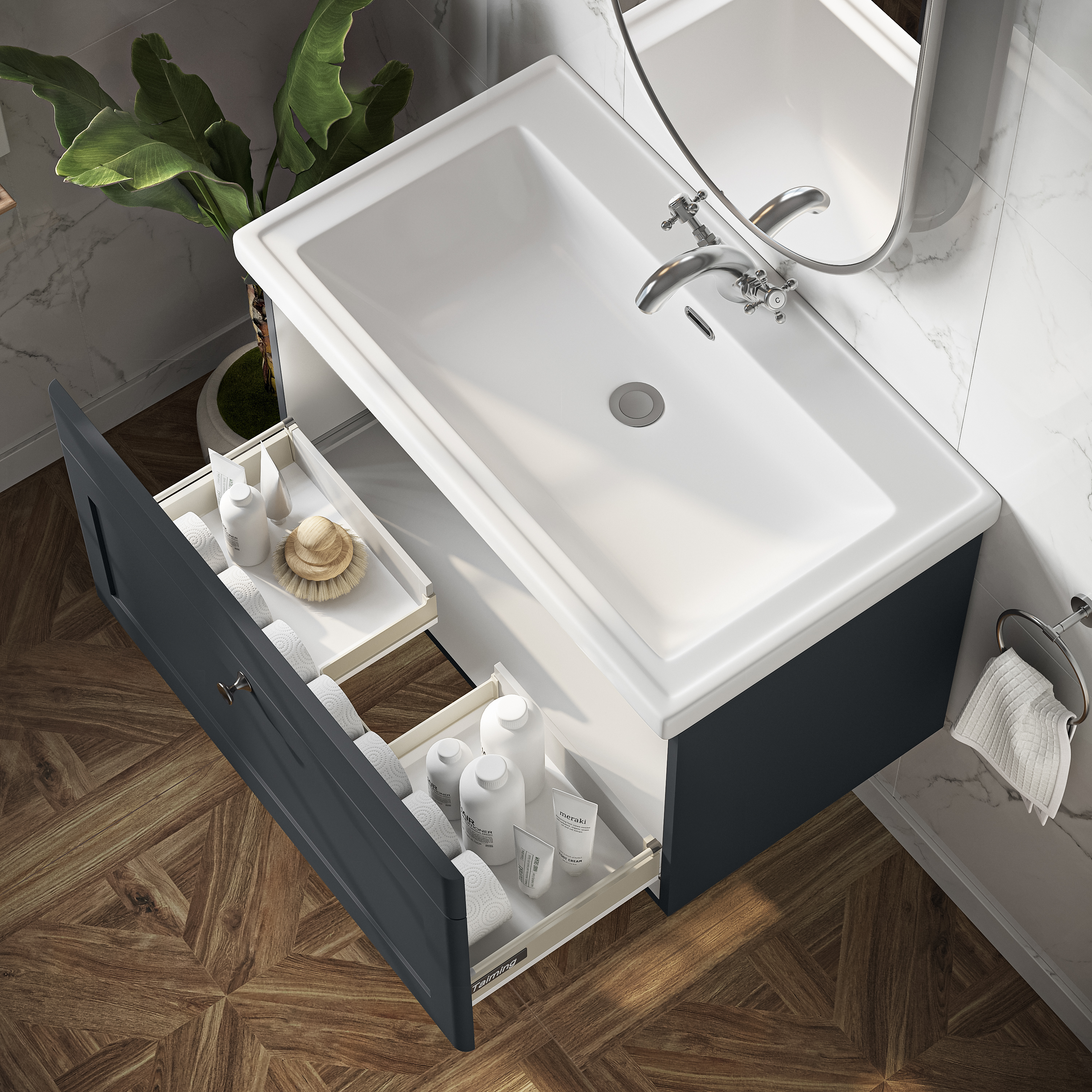 Butler & Rose Ophelia 800mm Wall Mounted 1 Drawer Vanity Unit & Basin
