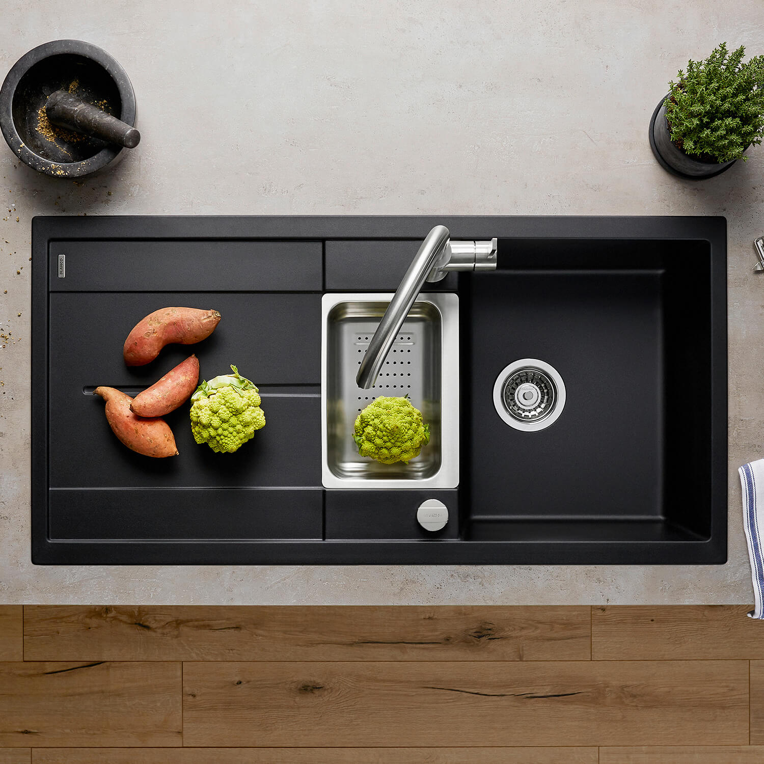 Blanco Metra 6 S 1.5 Bowl Inset Silgranit Composite Kitchen Sink & Waste with Reversible Drainer - 1000 x 500mm