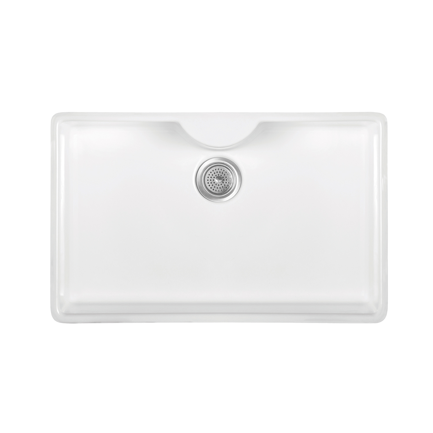 Thomas Denby Legacy Belfast 1 Bowl Gloss White Ceramic Kitchen Sink with Tap Ledge - 595 x 450mm