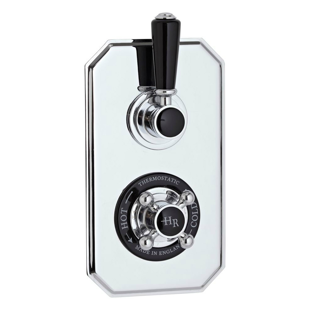 Hudson Reed Black Topaz 2 Outlet Concealed Thermostatic Shower Valve - Chrome/Black