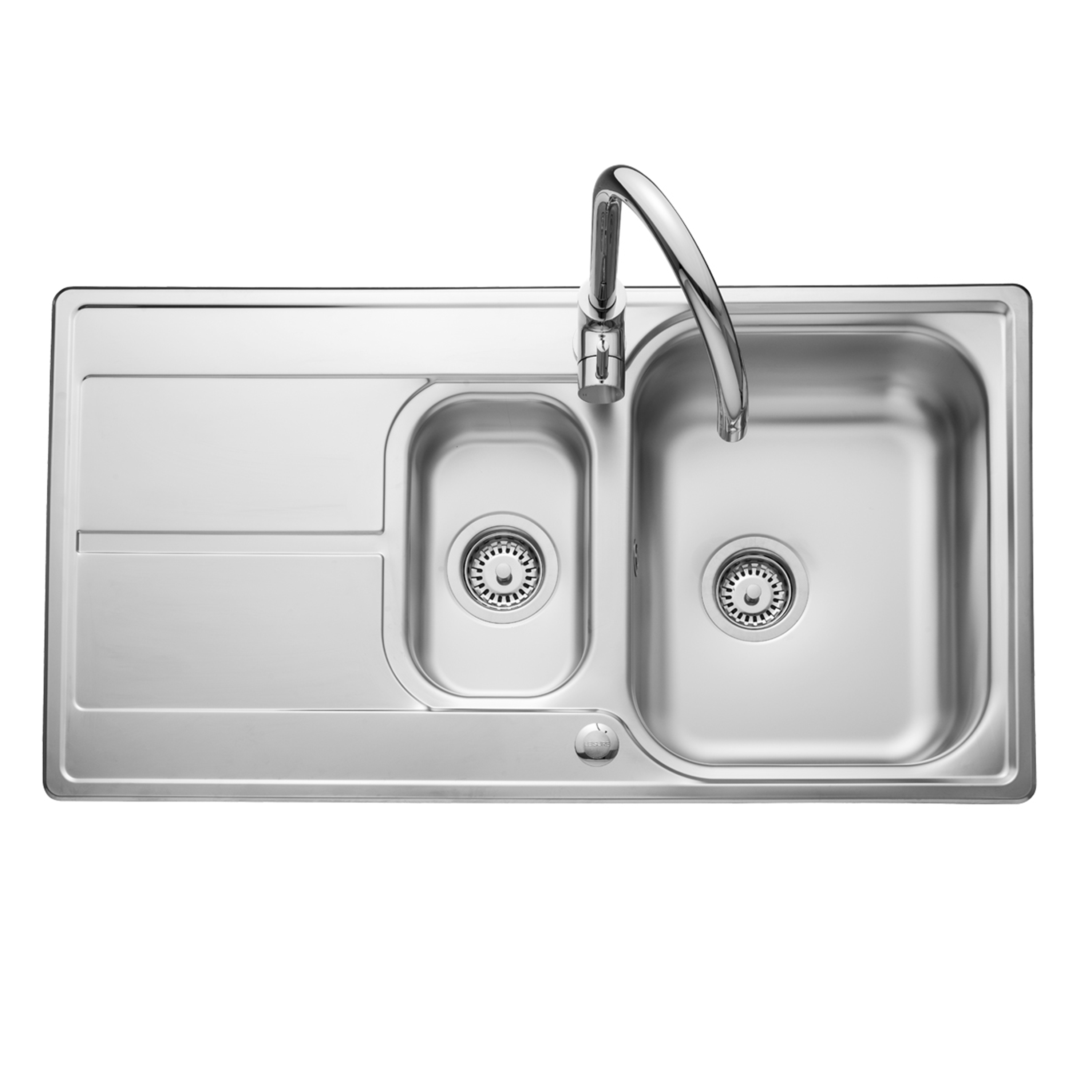 Leisure Aria 1.5 Bowl Satin Stainless Steel Kitchen Sink with Reversible Drainer - 950 x 508mm