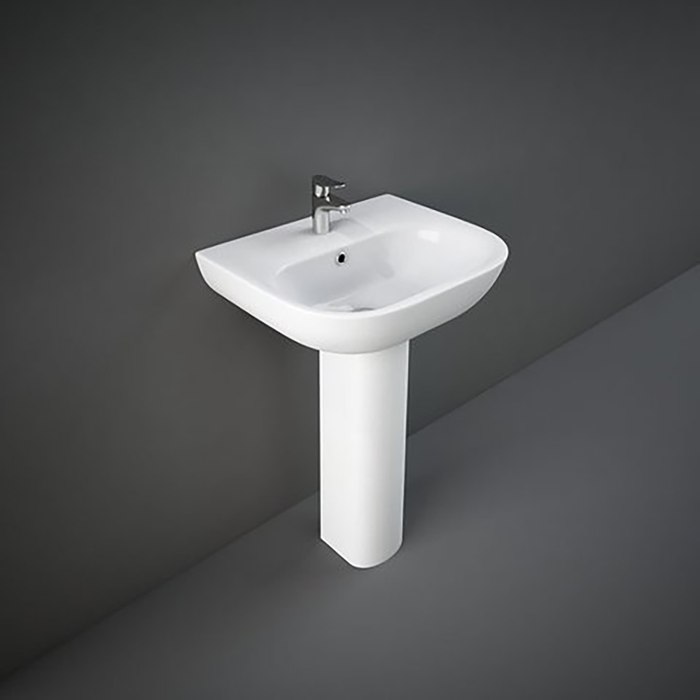 RAK Tonique 550mm 1 Tap Hole Basin with Full Pedestal