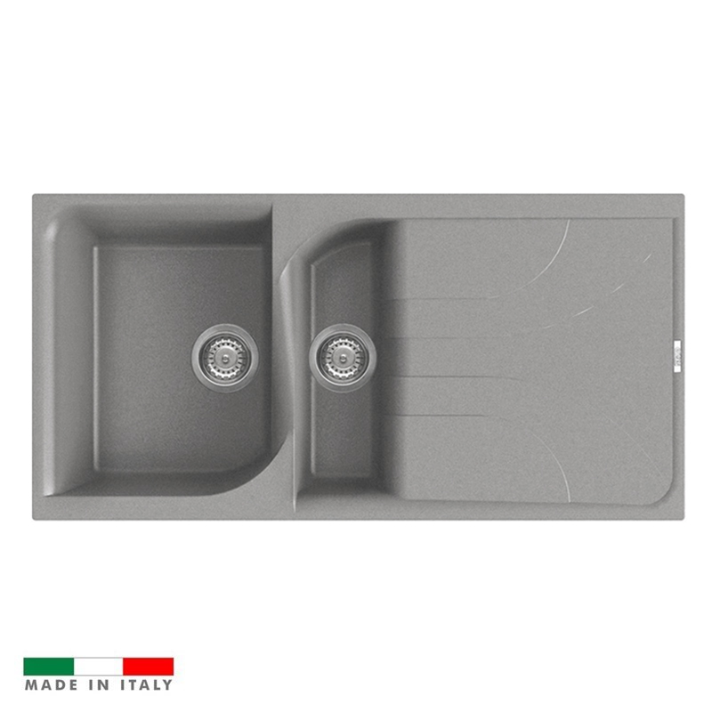 Reginox Ego Titanium Grey Granite Composite 1.5 Bowl Kitchen Sink & Vellamo FlexiSpray Mixer Tap