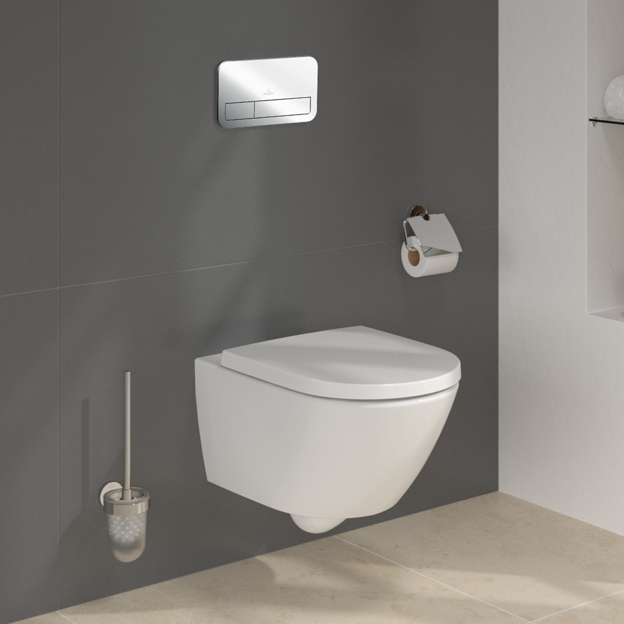 Villeroy & Boch ViConnect Pro 2.0 Frame with Subway 3.0 TwistFlush Rimless Wall Mounted Toilet, Flush Plate & Soft Close Toilet Seat