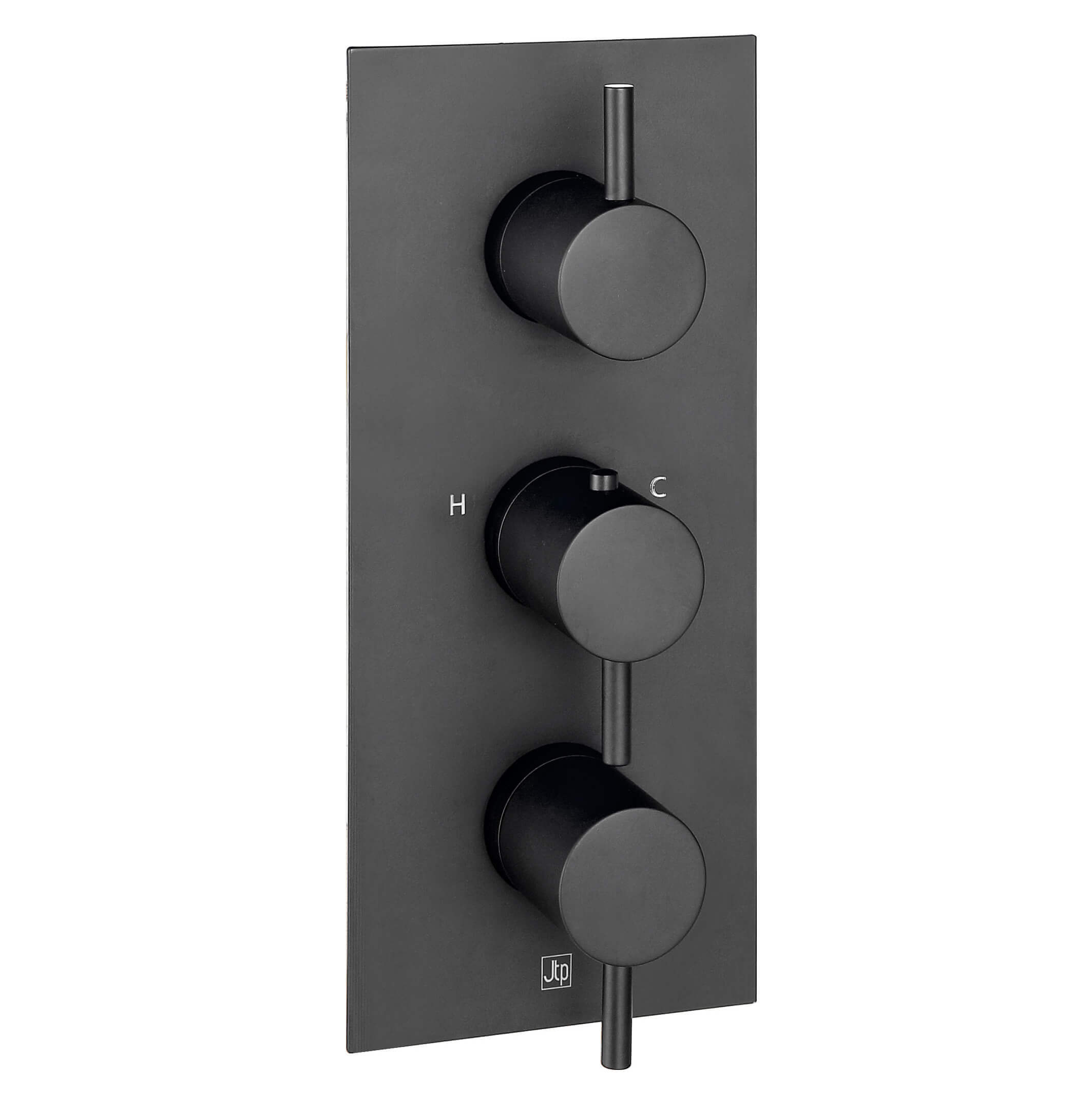 VOS 3 Outlet Portrait Concealed Thermostatic Shower Valve - Matt Black