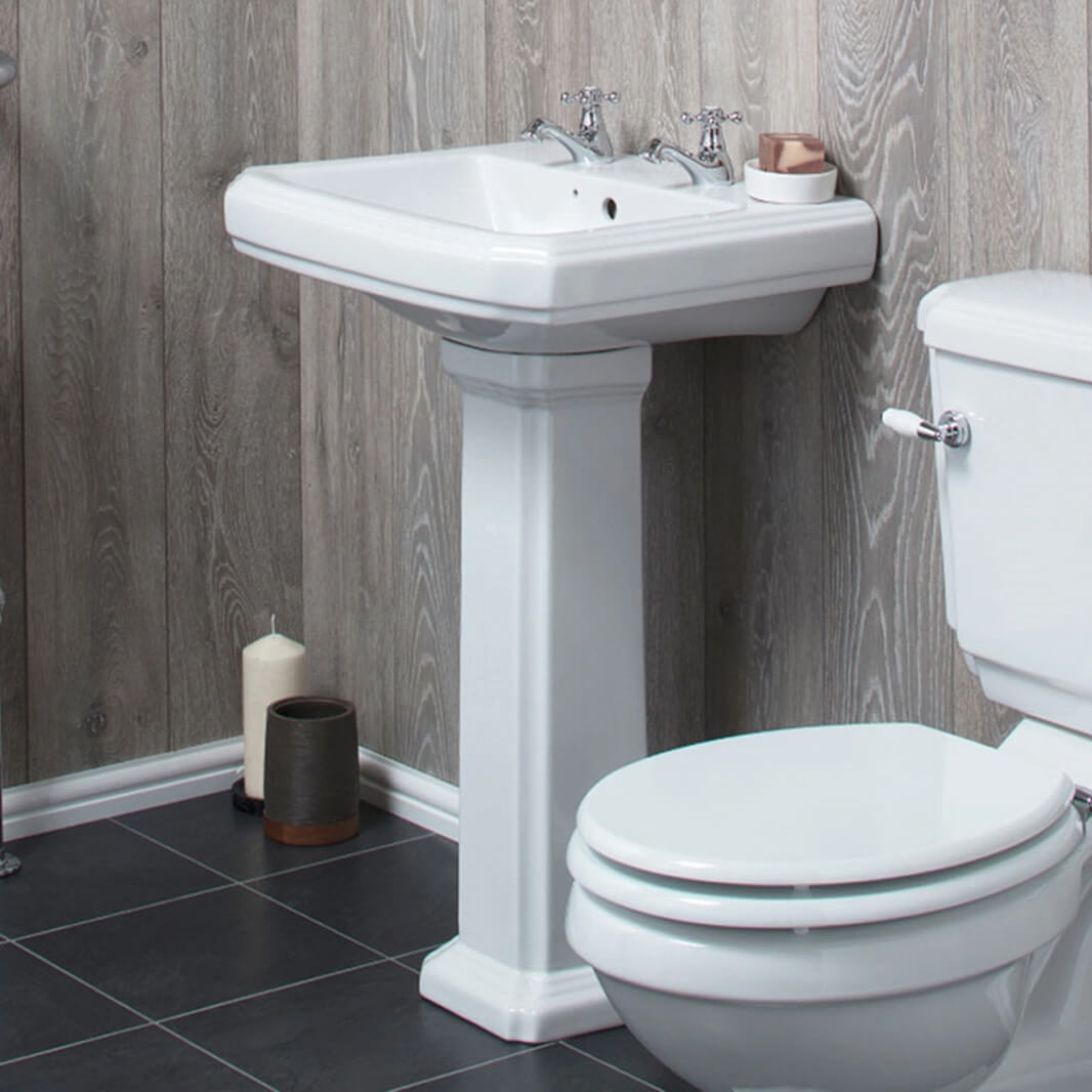 Butler & Rose Darcy Traditional 2 Tap Hole 585mm Basin & Full Pedestal