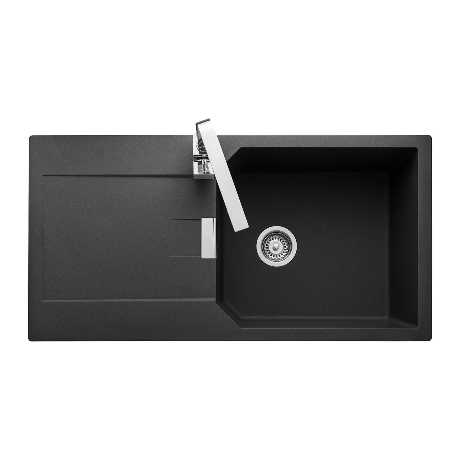 Rangemaster Mayon Large 1 Bowl Igneous Granite Kit Kitchen Sink & Waste Kit with Reversible Drainer - 1000 x 510mm