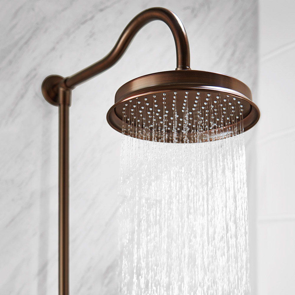 Flova Liberty Exposed Thermostatic Shower Column with Overhead Rainshower & Handset Kit - Oil Rubbed Bronze