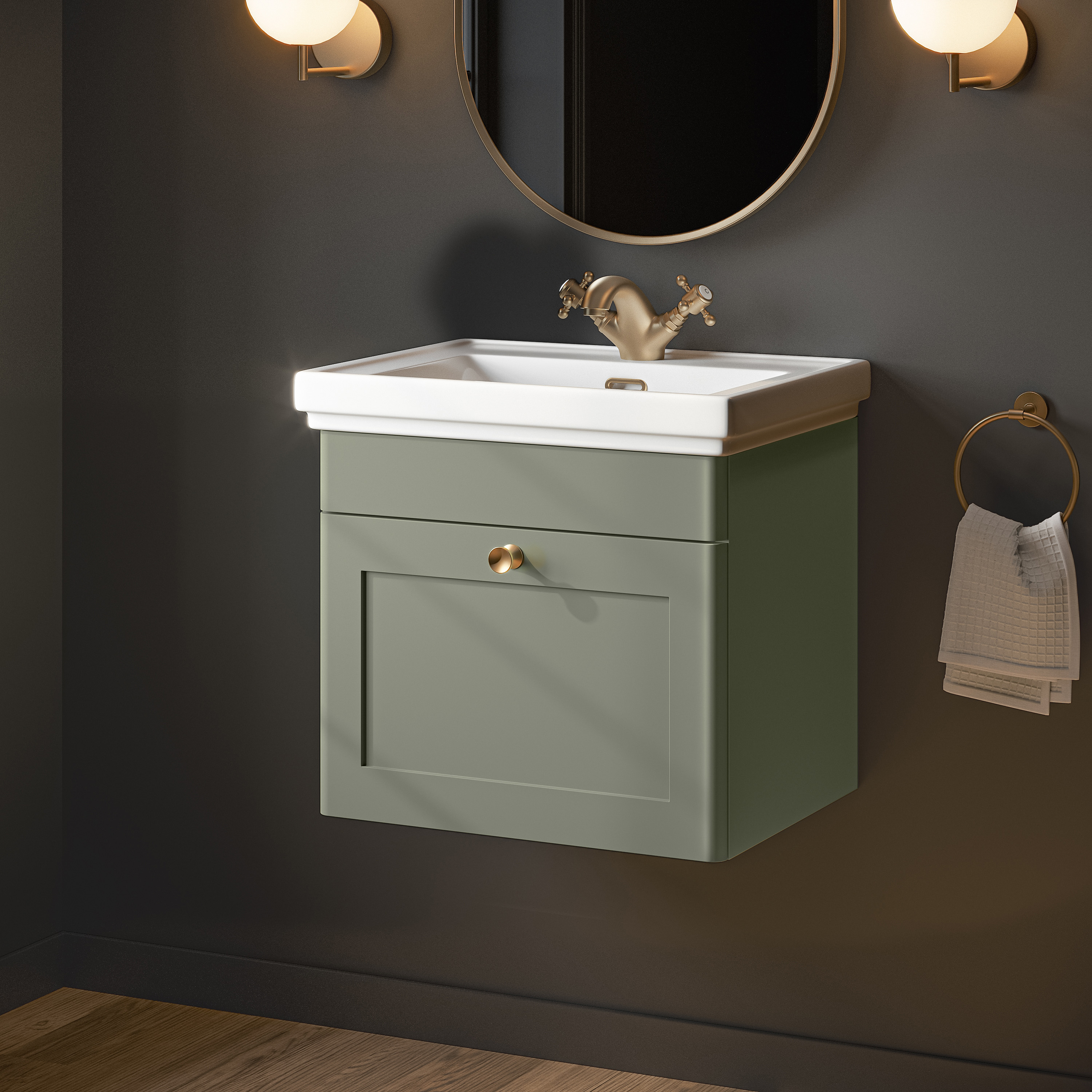 Butler & Rose Ophelia 500mm Wall Mounted 1 Drawer Vanity Unit & Basin