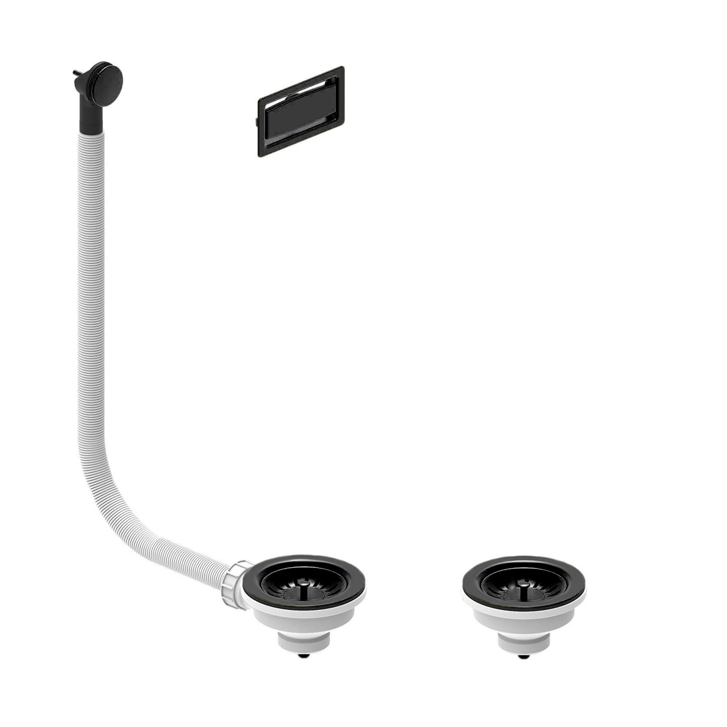 Harbour 90mm Matt Black Basket Strainer Waste Bundle for 1.5 & 2 Bowl Kitchen Sinks