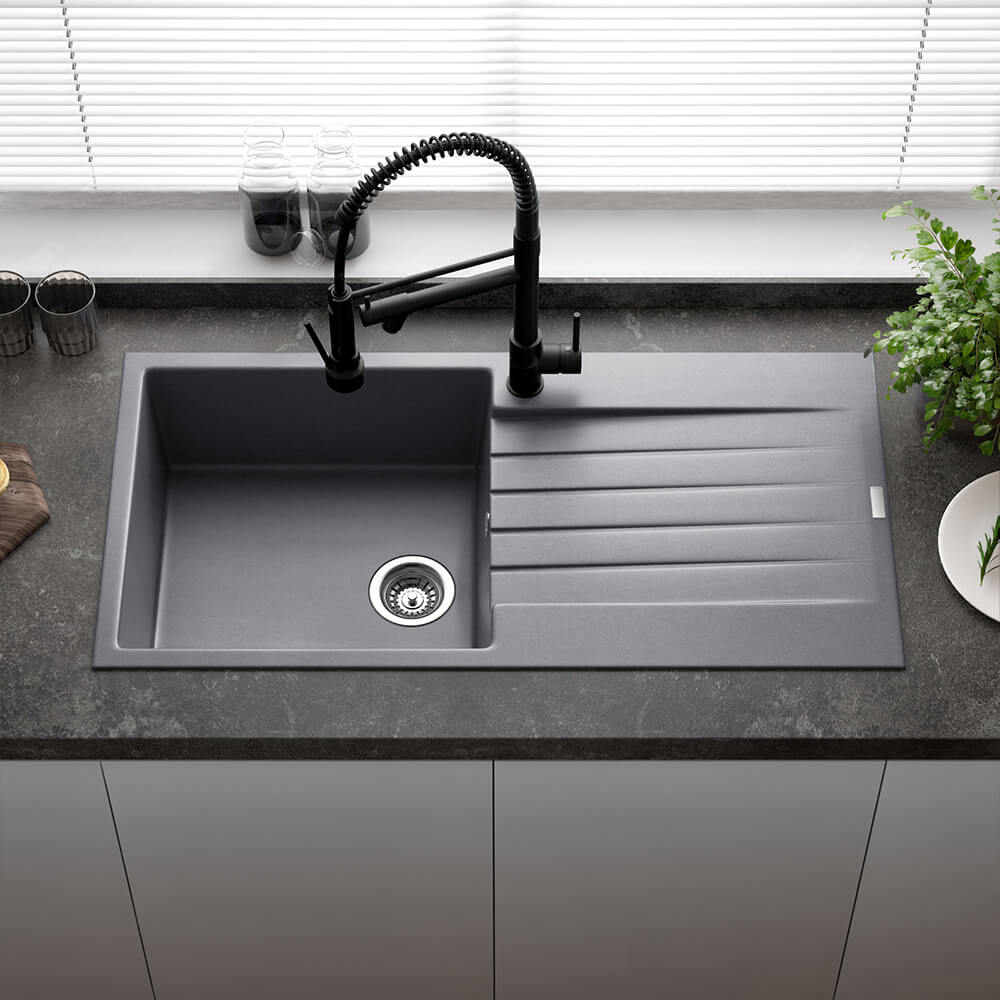 Reginox Harlem 1 Bowl Granite Composite Kitchen Sink & Waste Kit - 1000 x 500mm