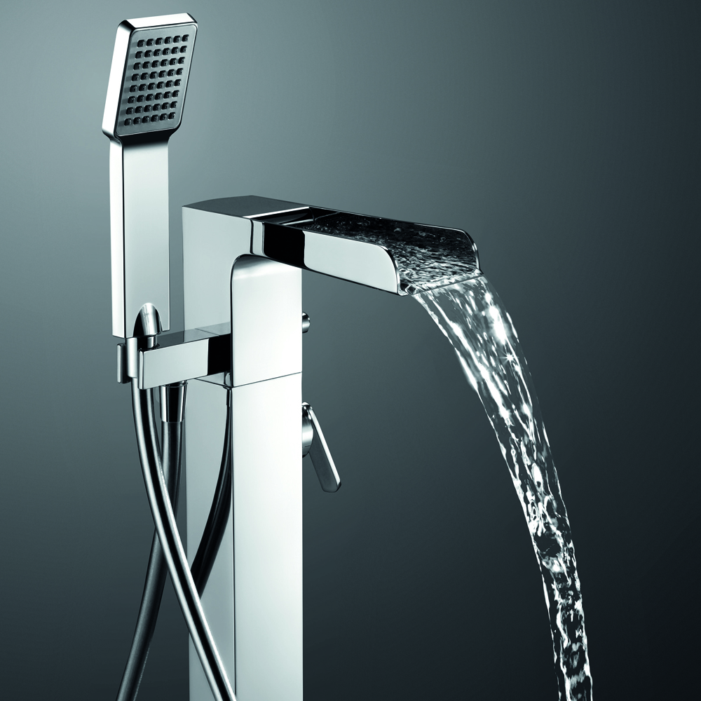 Flova Cascade Floor Standing Waterfall Bath Shower Mixer with Handset Kit