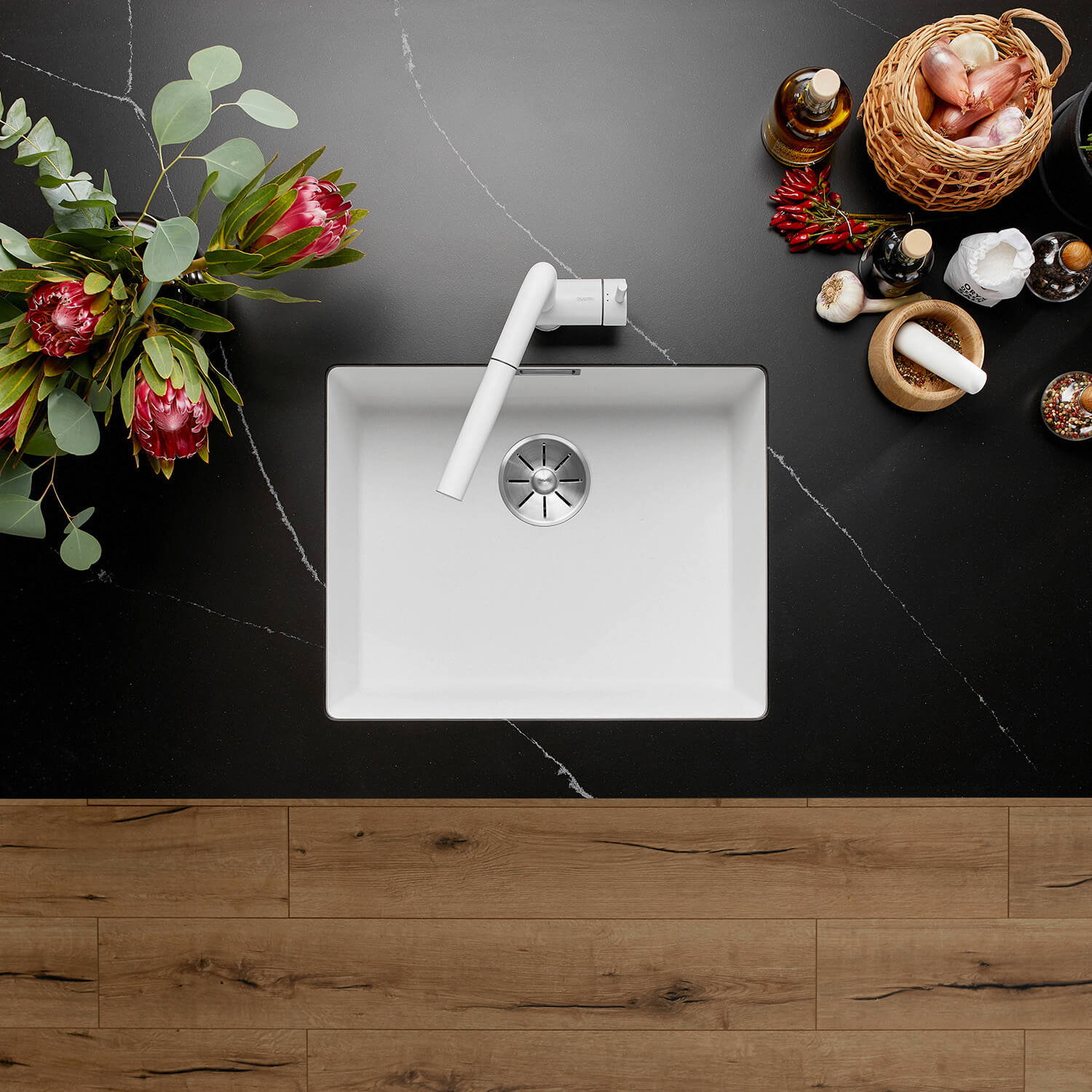 Blanco Subline 500-U 1 Bowl Undermount Silgranit Composite Kitchen Sink & Waste - 530 x 460mm