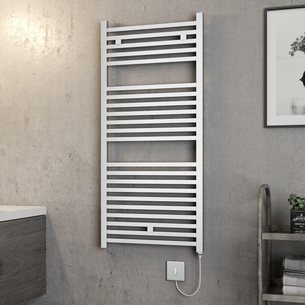 Brenton Helios Electric Straight Square Chrome Heated Towel Rail - 1110 x 500mm