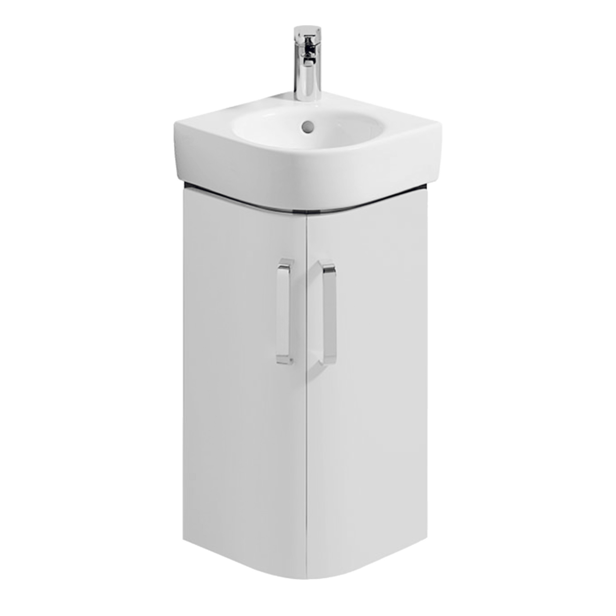 Geberit Selnova 450mm Wall Mounted Gloss White Compact Corner Vanity Unit & Basin