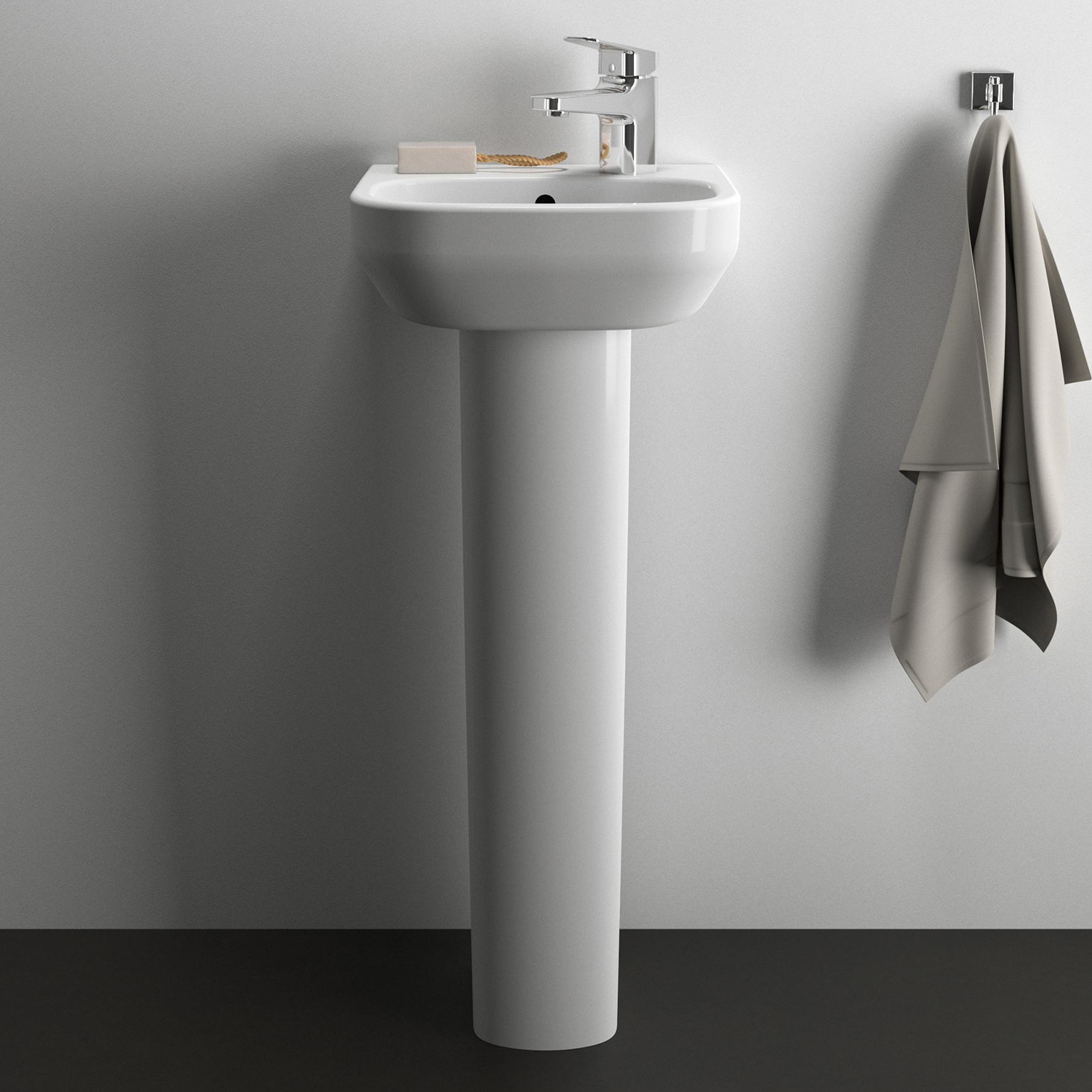 Ideal Standard i.life A 350mm Cloakroom Basin & Pedestal - Left or Right Hand Tap Hole