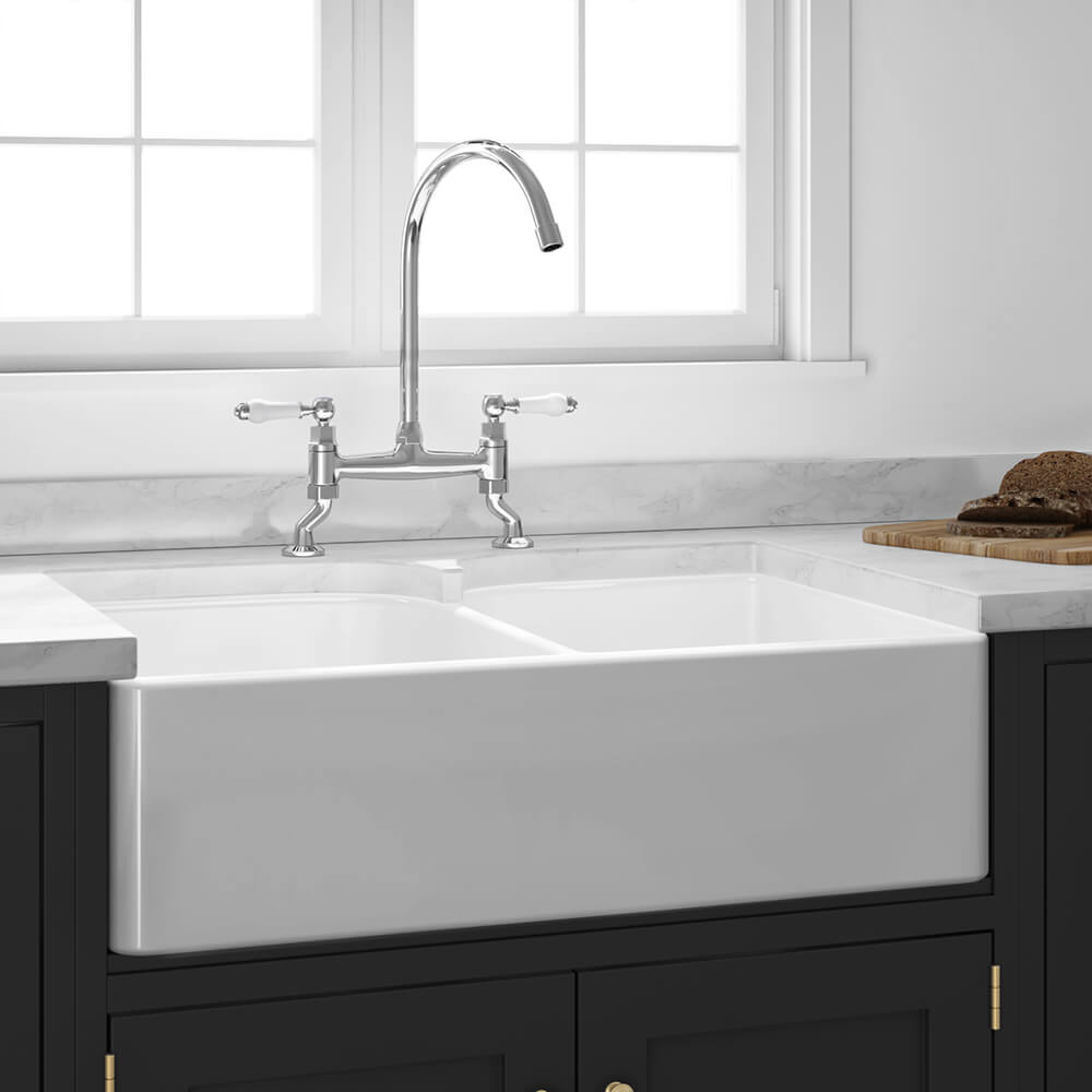 Butler & Rose Ceramic Fireclay Double Belfast Kitchen Sink - 795 x 500mm