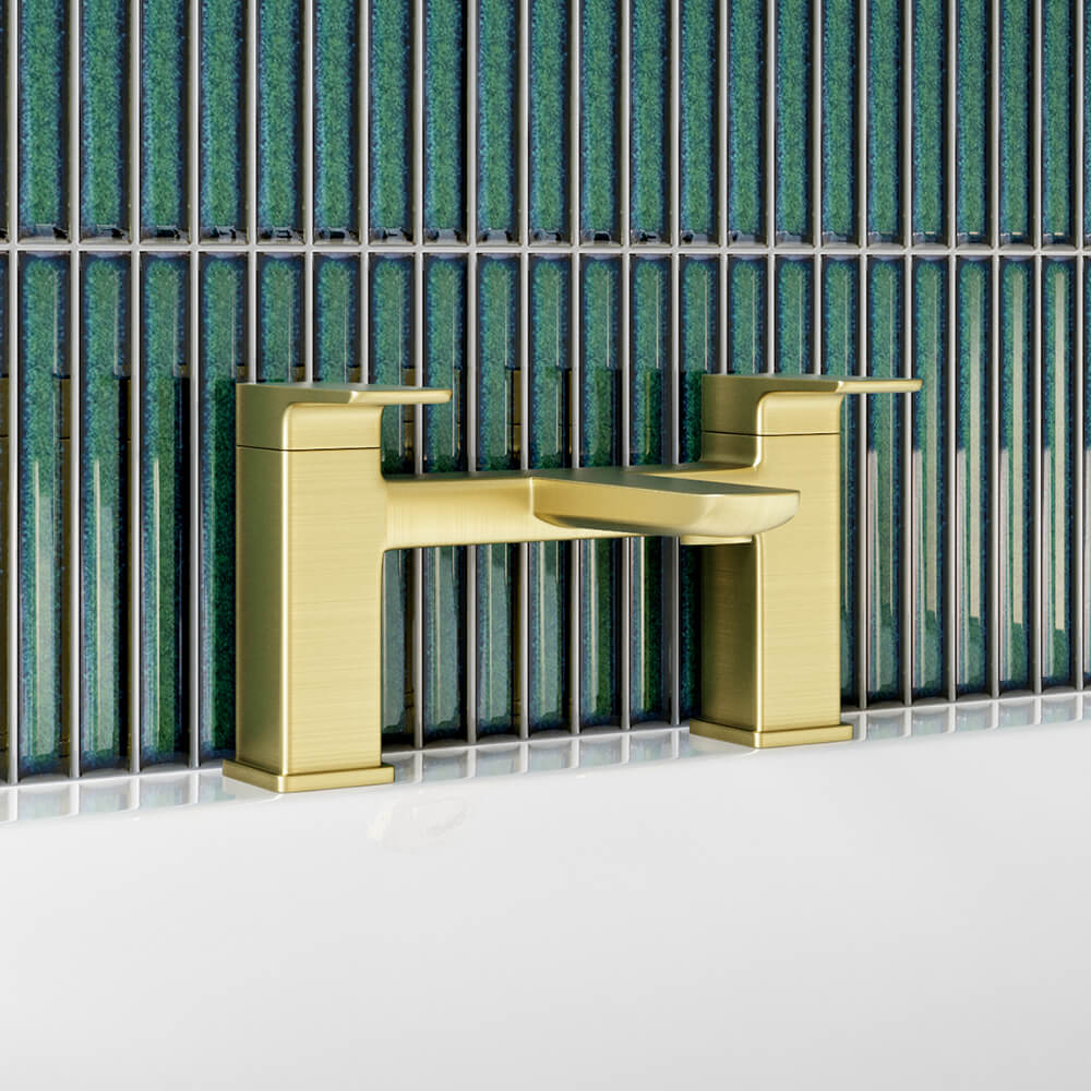 Harbour Status Deck Mounted Bath Mixer Tap - Brushed Brass