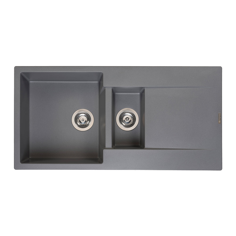 Reginox Amsterdam 1.5 Bowl Granite Composite Kitchen Sink & Waste Kit with Reversible Drainer - 1000 x 500mm