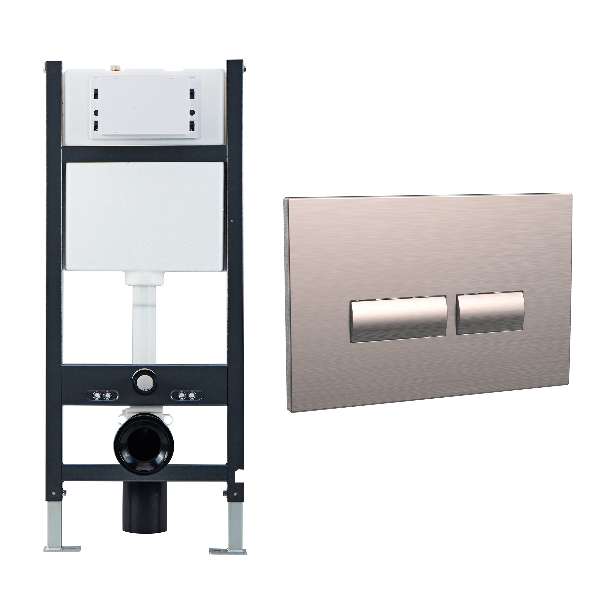 Drench Wall Hung Toilet Frame, Pneumatic Concealed Cistern & Dual Flush Plate with Angular Buttons