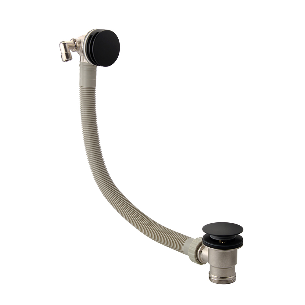 Vellamo Matt Black Overflow Bath Filler & Easy Clean Clicker Waste