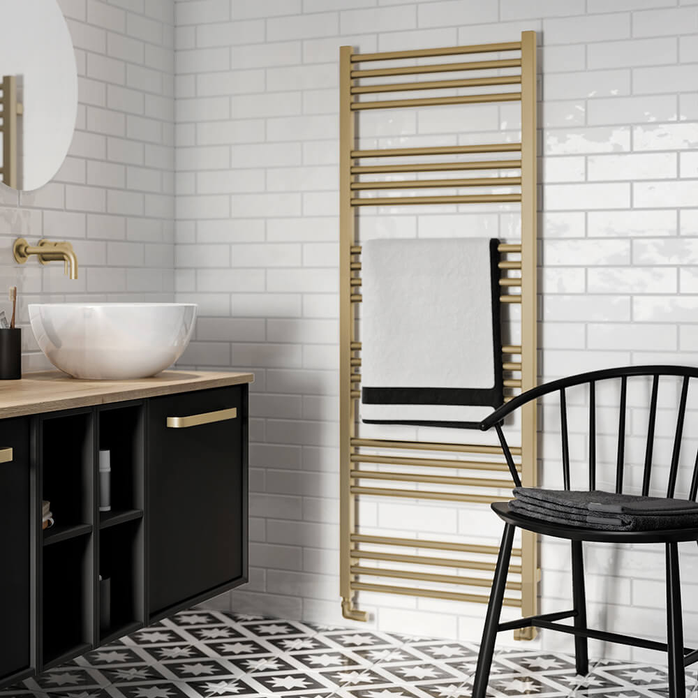 Crosswater MPRO Brushed Brass Heated Towel Rail