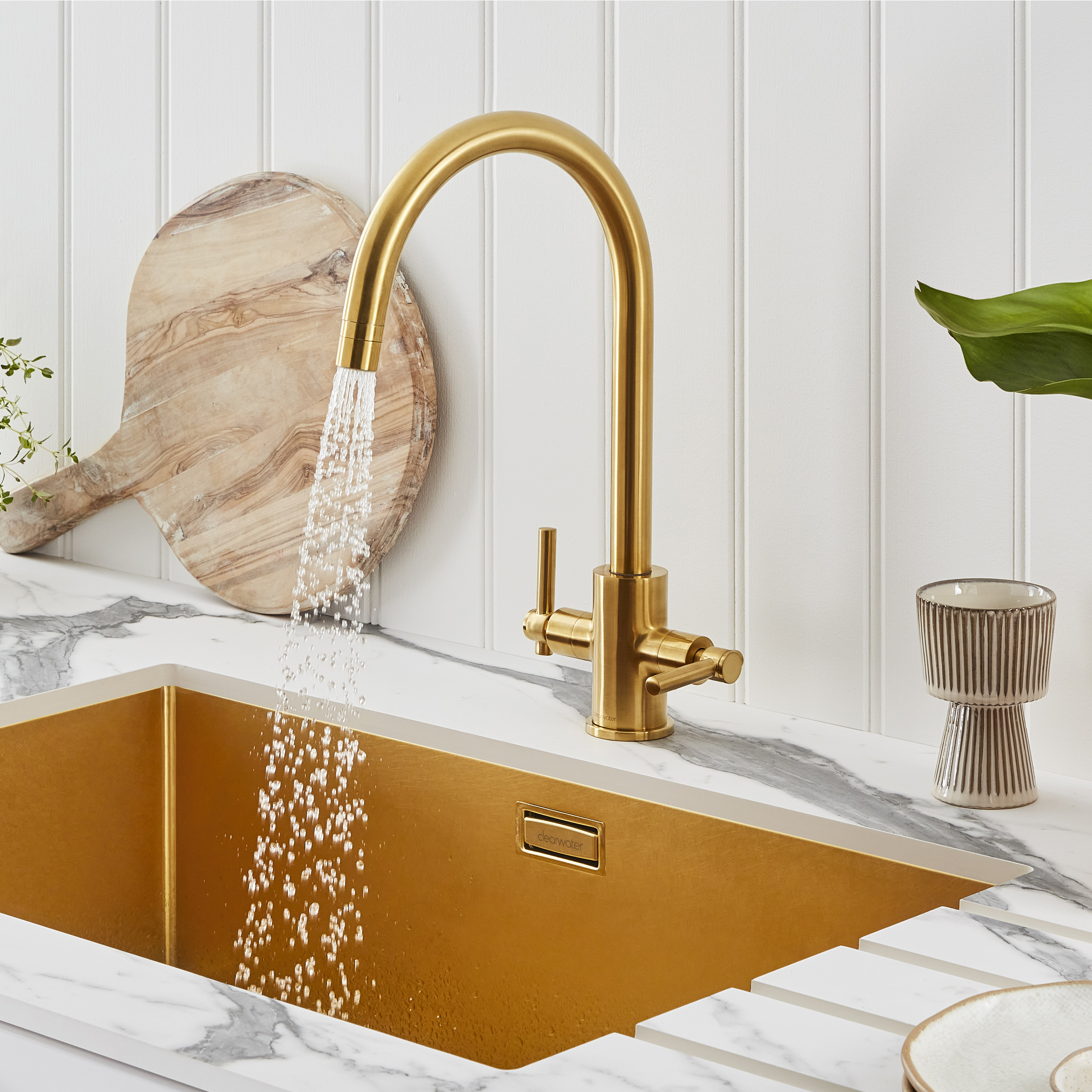 Clearwater Rococo WRAS Approved Twin Lever Mono Kitchen Mixer with Swivel Spout