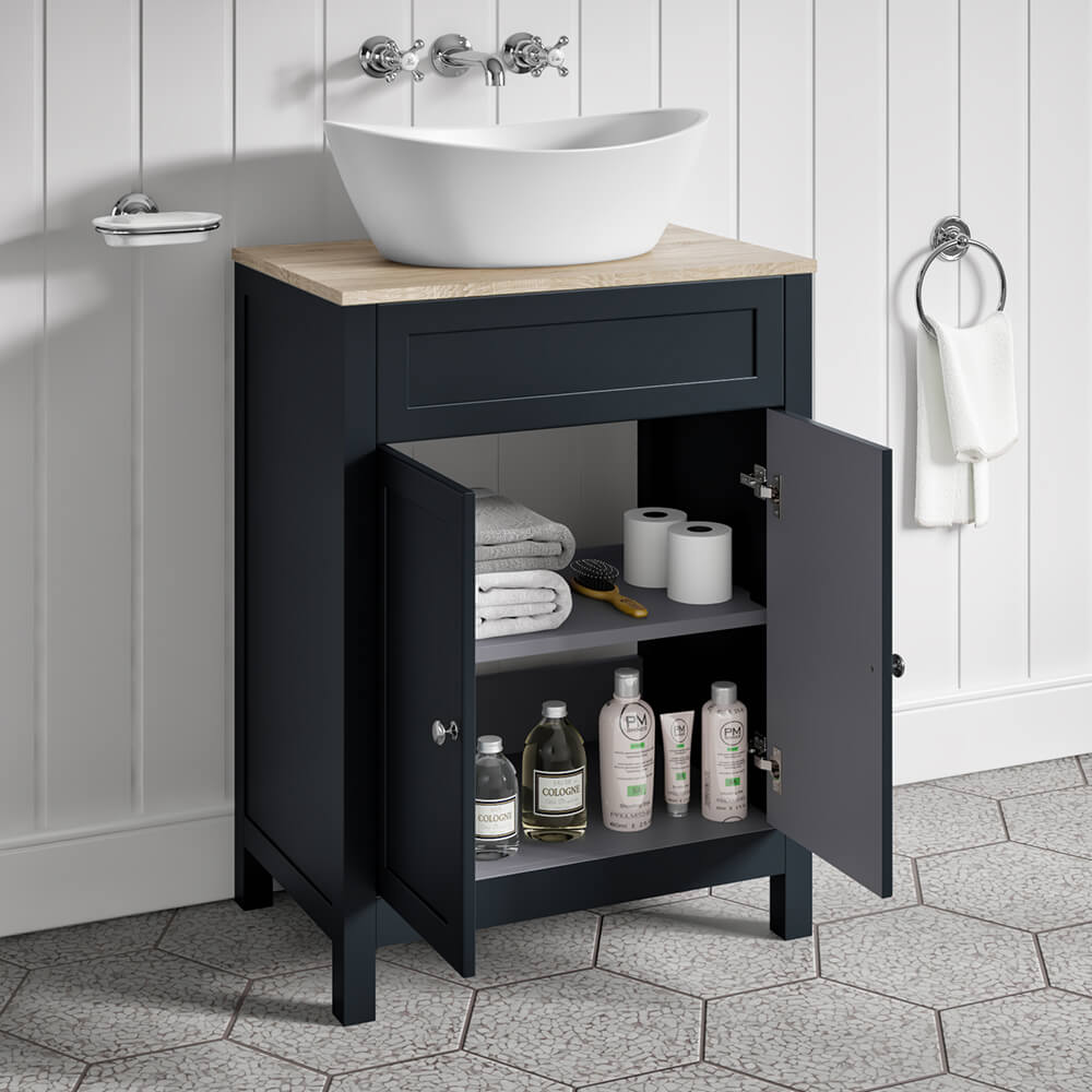 Butler & Rose Catherine 600mm Floorstanding Vanity Unit with Country Oak-Effect Countertop