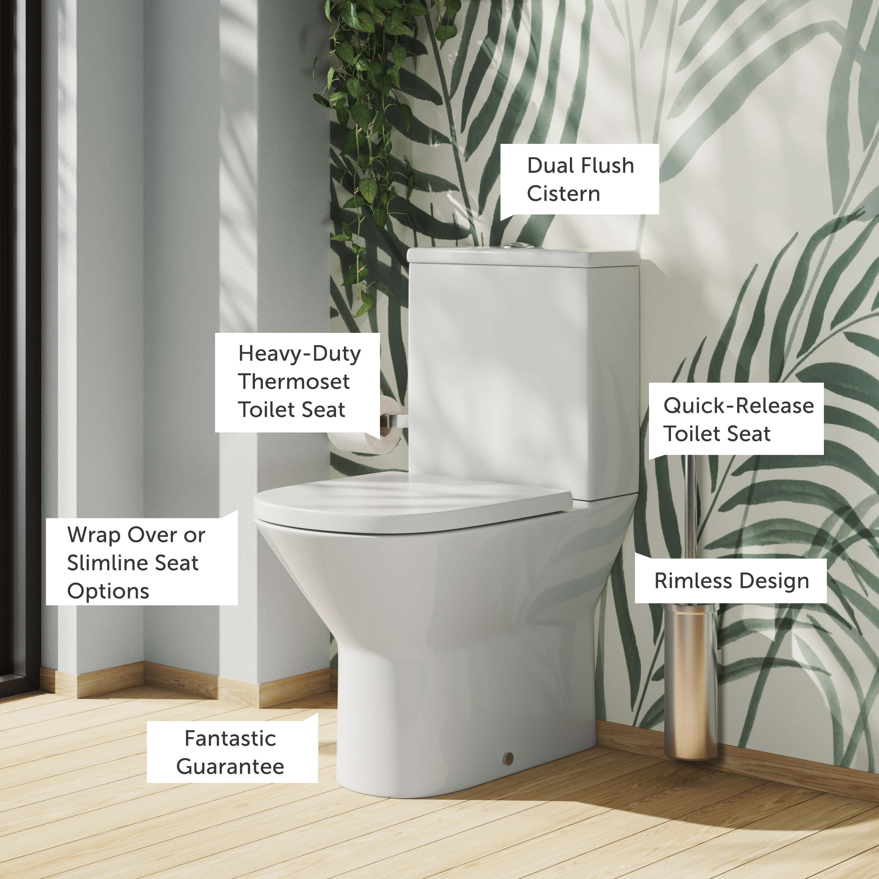 Harbour Identity Close Coupled Rimless Back to Wall Toilet & Soft Close Seat
