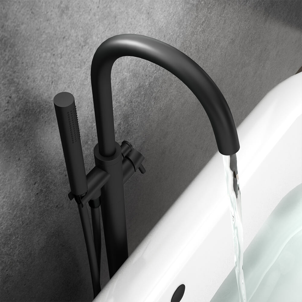 Harbour Clarity Matt Black Floorstanding Bath Shower Mixer & Shower Kit