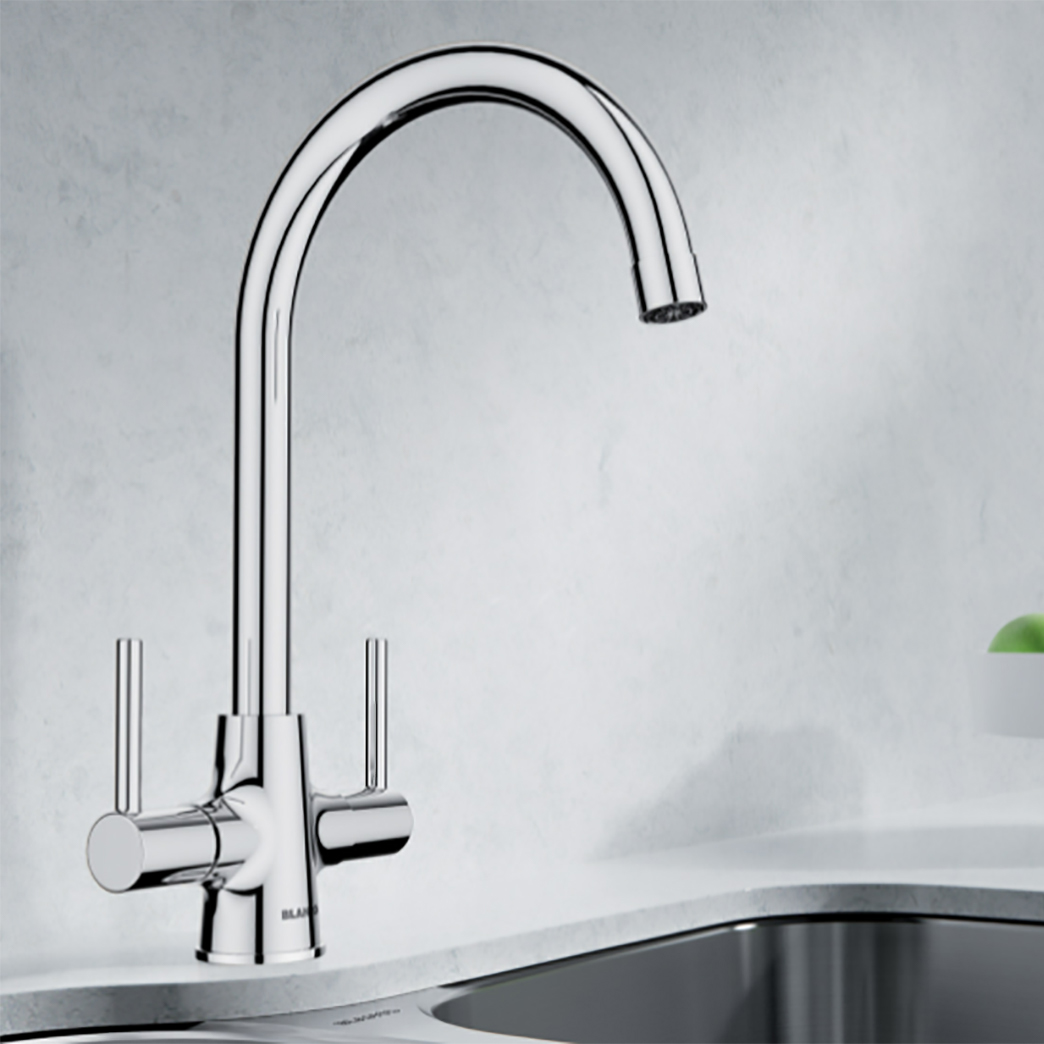 Blanco Mode WRAS Approved Twin Lever Chrome Mono Kitchen Mixer Tap