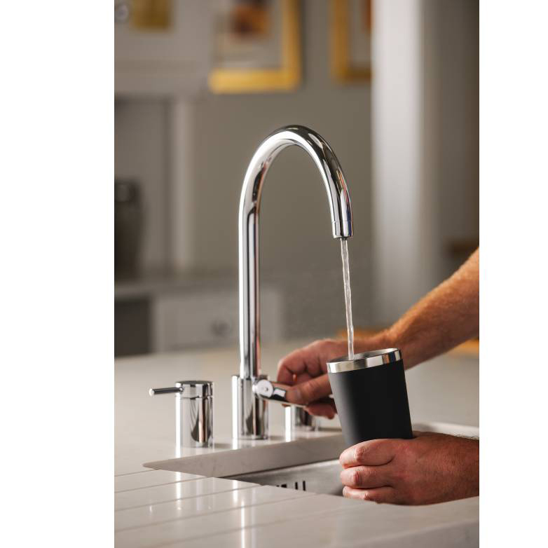 Abode Pronteau Profile 4 in 1 Instant Hot & Filtered Water Tap with Filter & Boiler Unit - 3 Hole