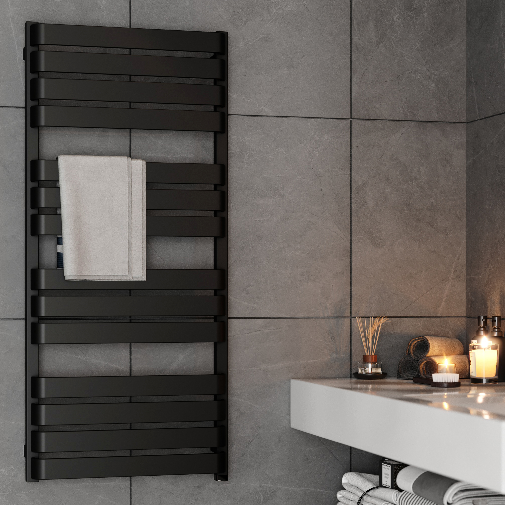 Terma Warp T One Electric Heated Towel Rail with Terma ONE Heating Element