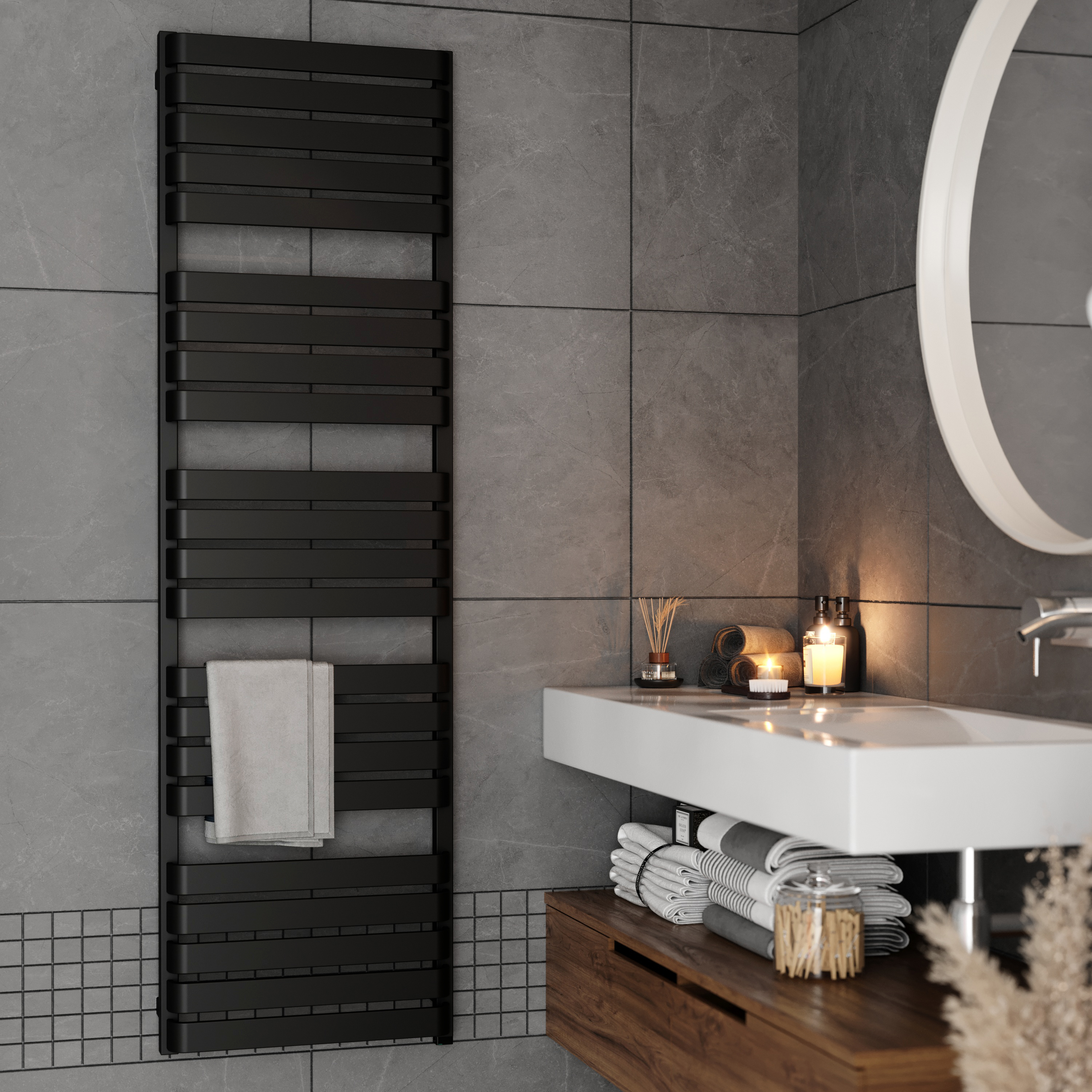 Terma Warp T One Electric Heated Towel Rail with Terma ONE Heating Element