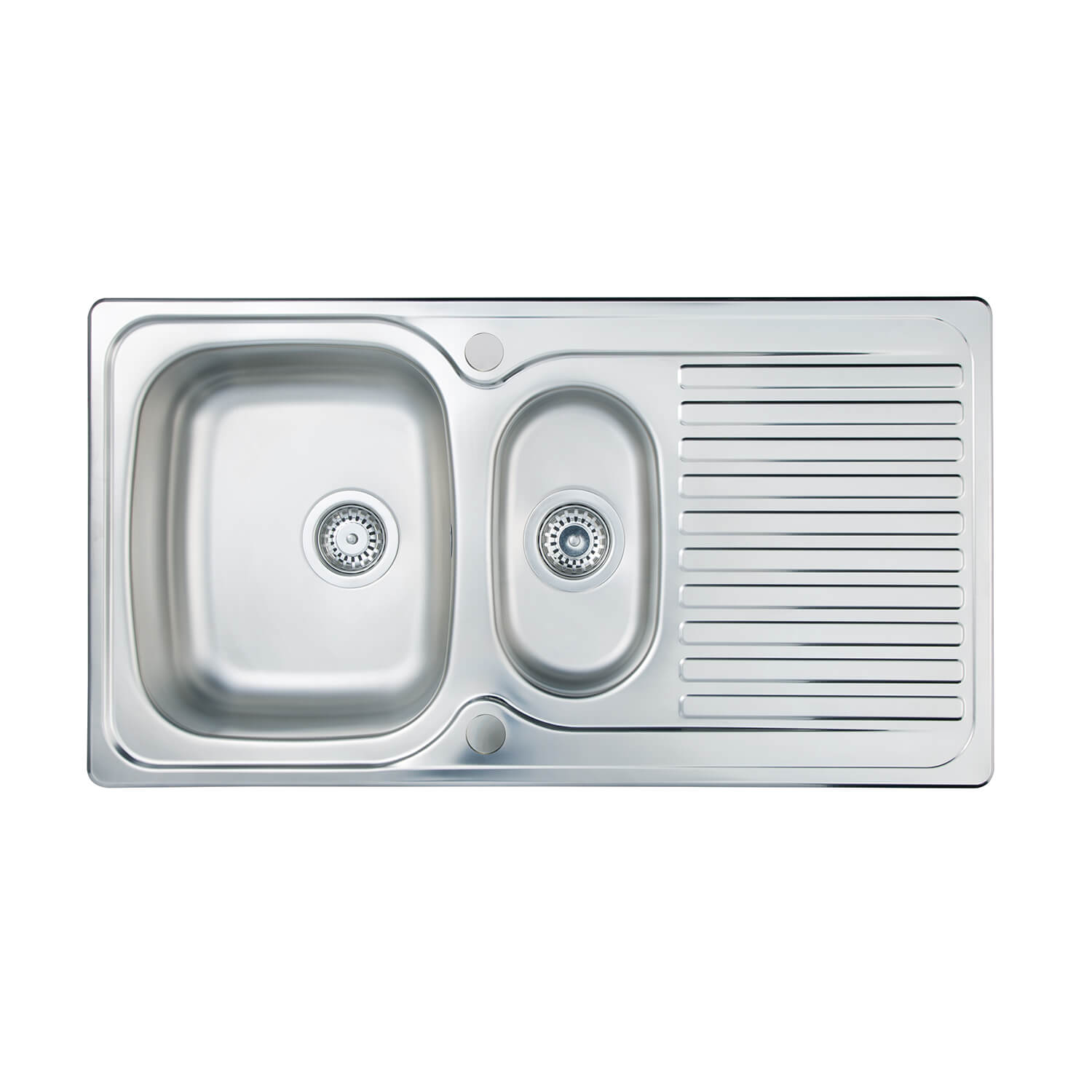 Vellamo Sunrise 1.5 Bowl Satin Stainless Steel Kitchen Sink & Waste with Reversible Drainer - 950 x 508mm